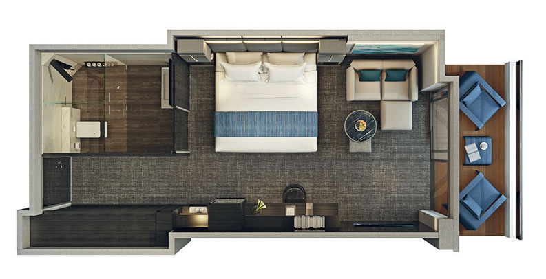 Layout of the Verandah Suite on the Scenic Eclipse