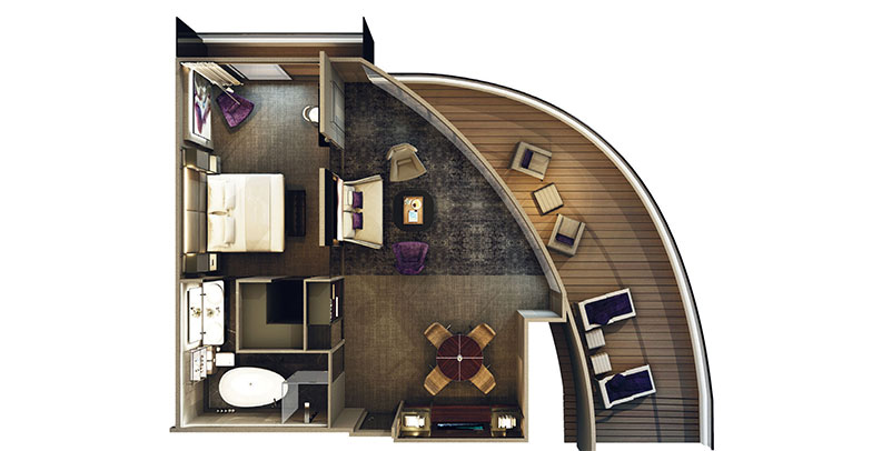 Layout of the Grand Panorama Suite on the Scenic Eclipse II